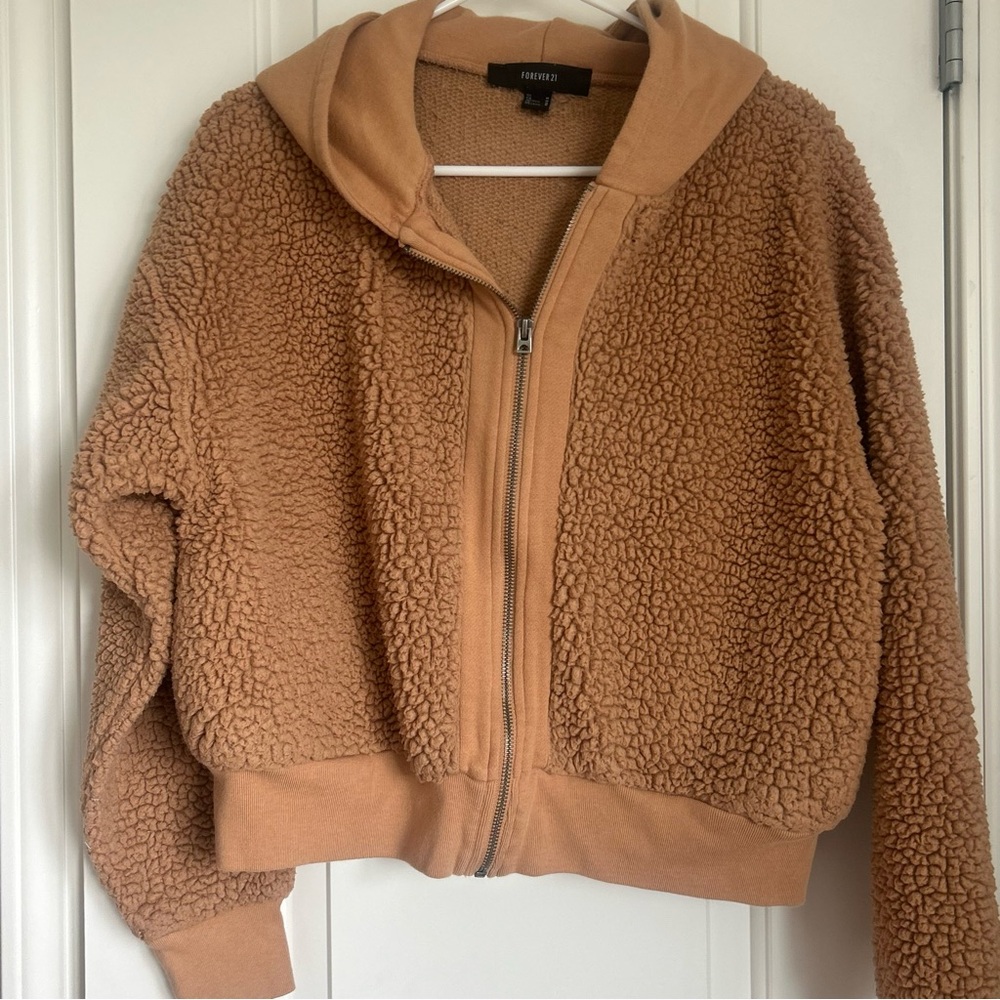 Forever 21 Women’s Sherpa Zip Up Hooded Jacket With Pockets - Size M